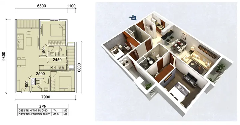 Thiết kế thi công nội thất căn hộ chung cư Elysium Tower
